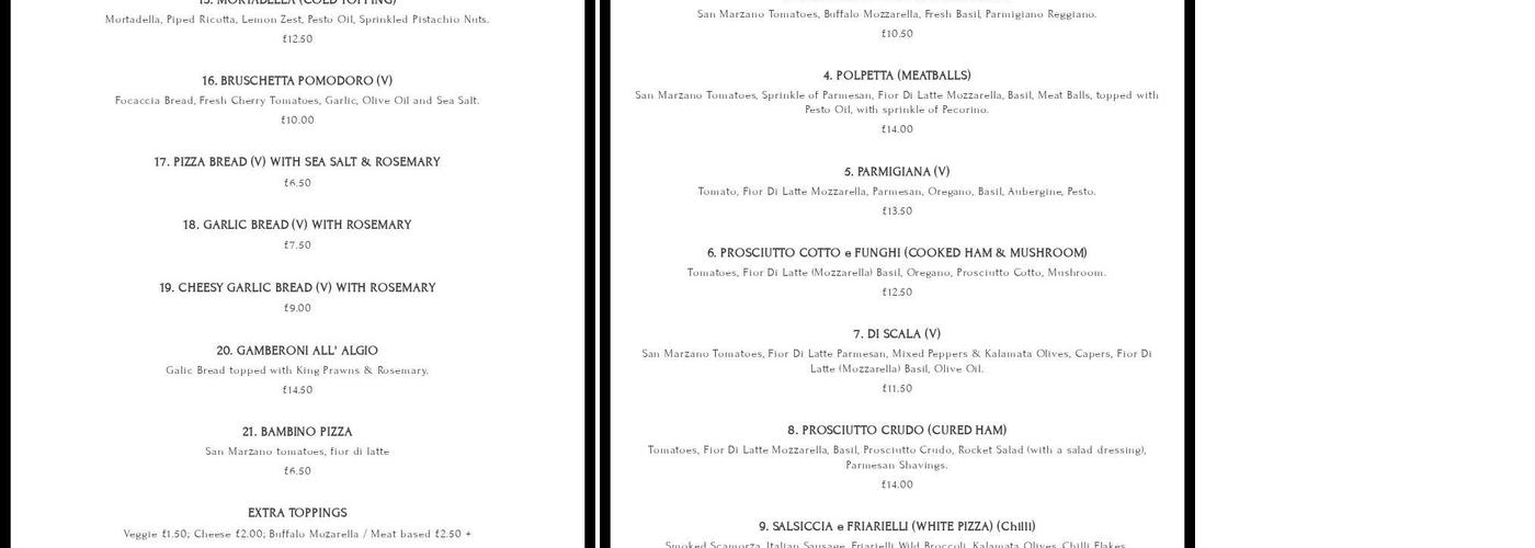 Di Scala Pizzeria Napoletana Menu