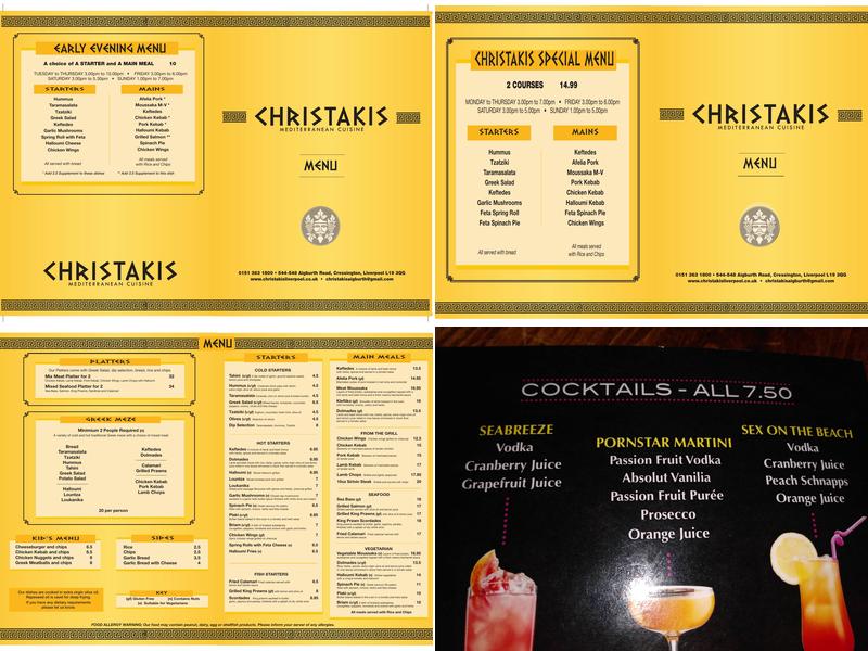 Christakis Aigburth Road Menu