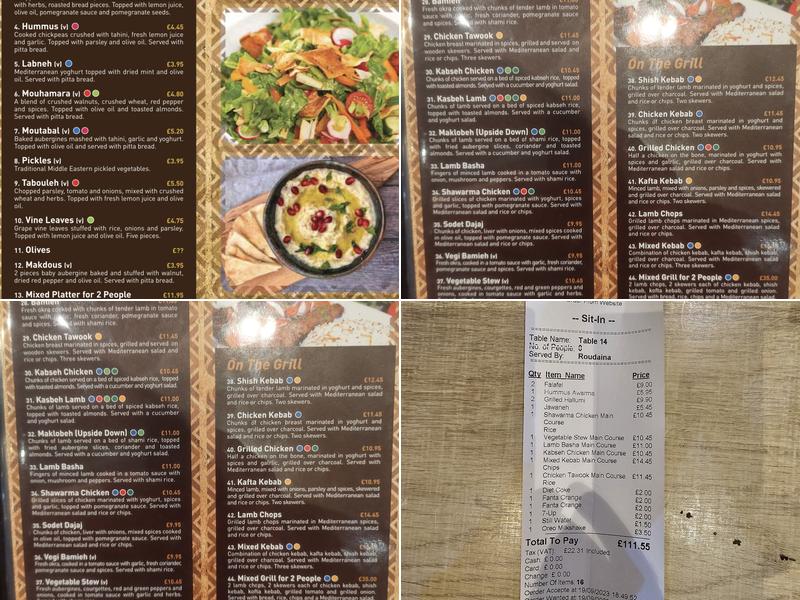 Fattoush Restaurant Menu