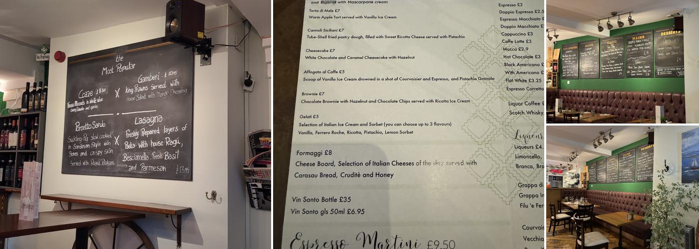 La Famiglia Liverpool Menu