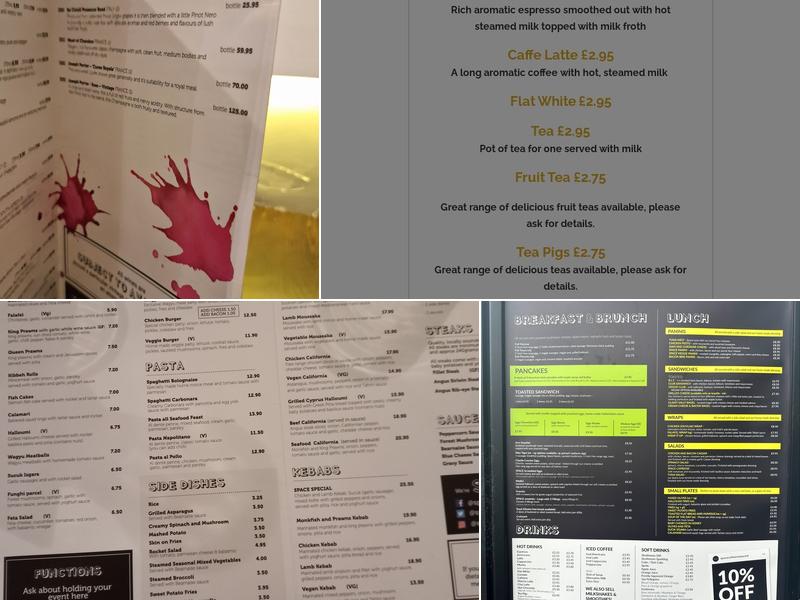 Space Coffee Bar And grill Menu