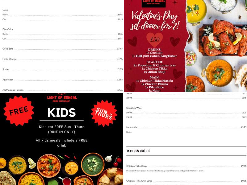 Light of Bengal Menu