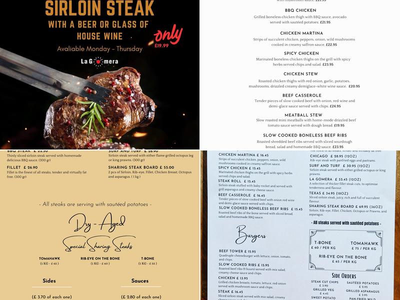 La Gomera SteakHouse Menu