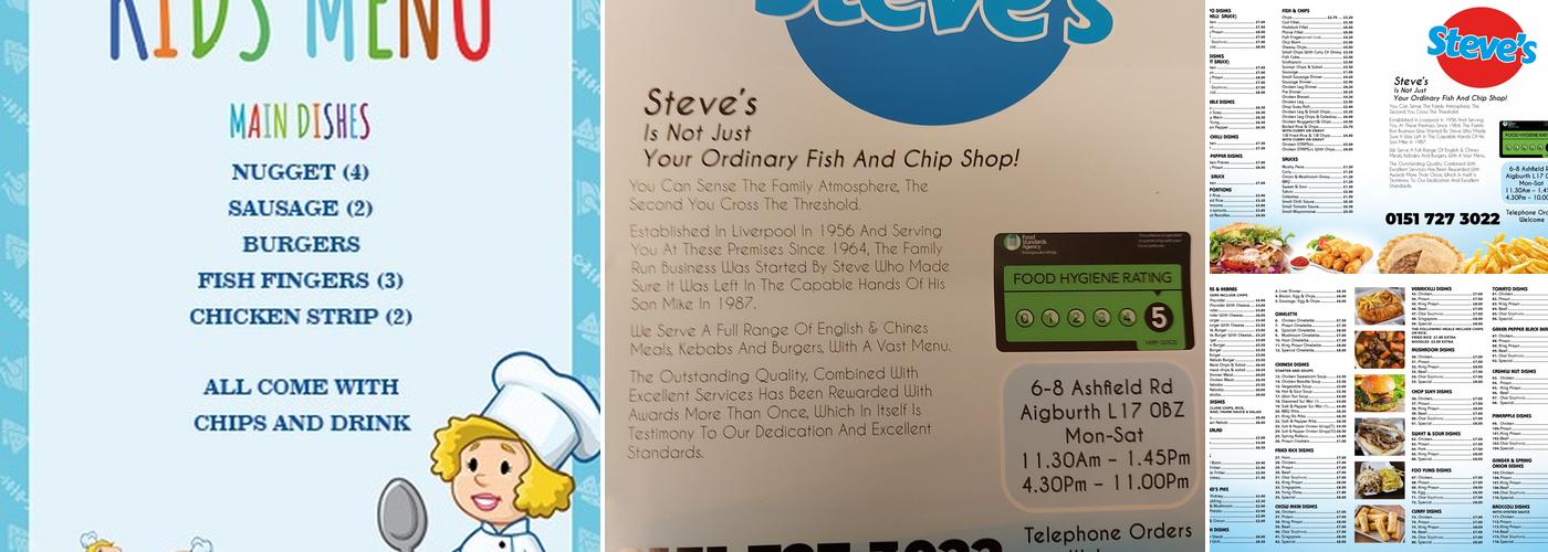 Steve's Fish & Chips - Greek - Chinese & Kebabs Menu