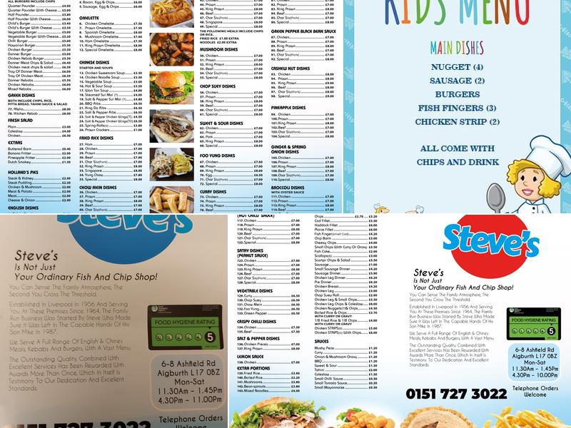 Steve's Fish & Chips - Greek - Chinese & Kebabs Menu