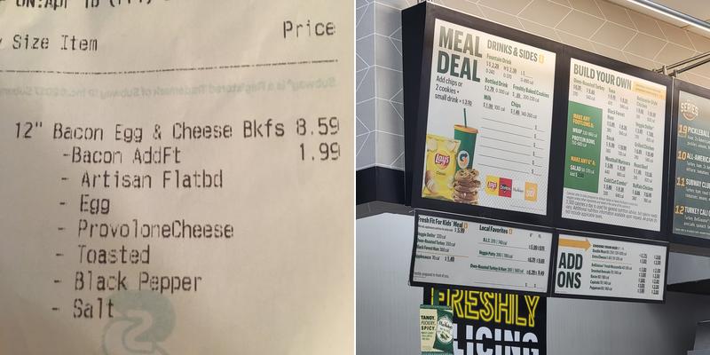 Subway Menu