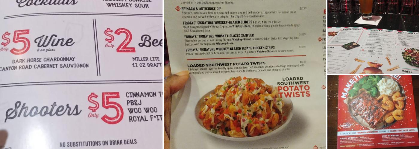 TGI Fridays Menu