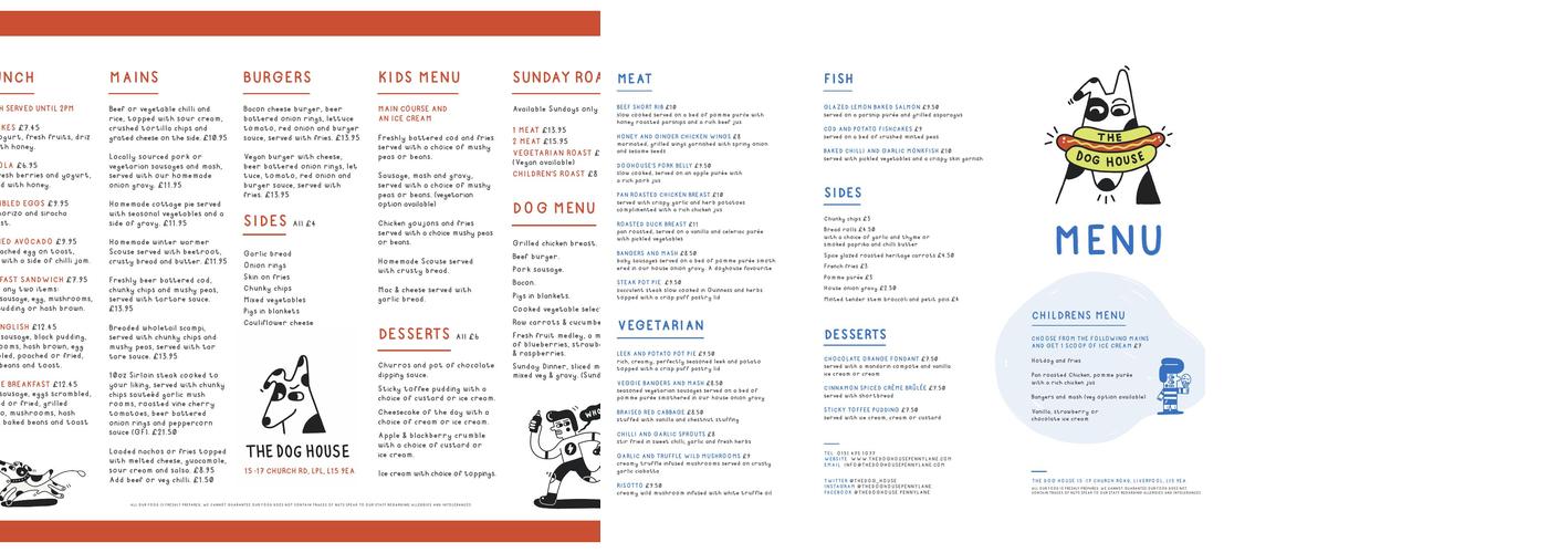 The Dog House Menu