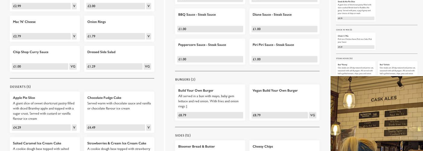 Willow Bank Tavern Menu