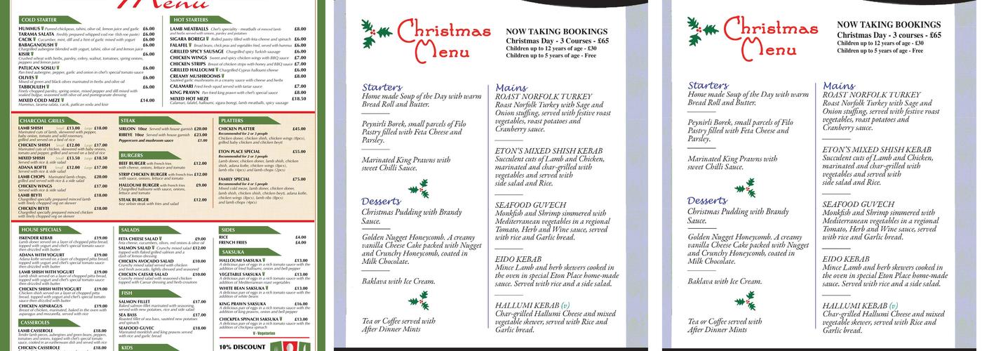 Eton Place Menu