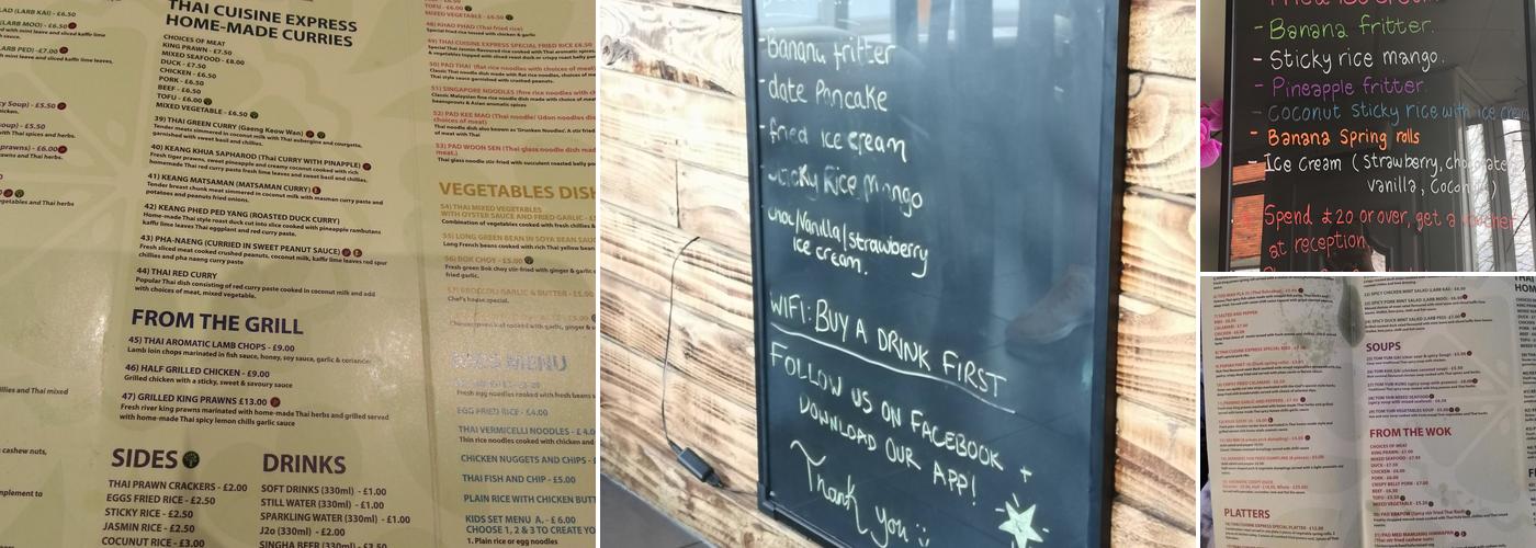 Thai cuisine express Liverpool Ltd Menu
