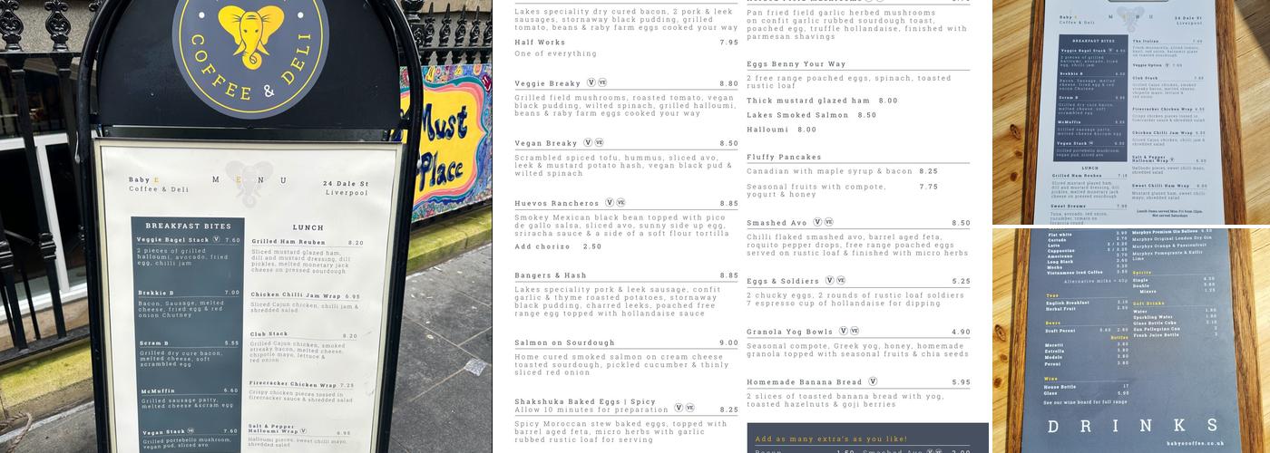 Baby E Coffee & Deli Menu