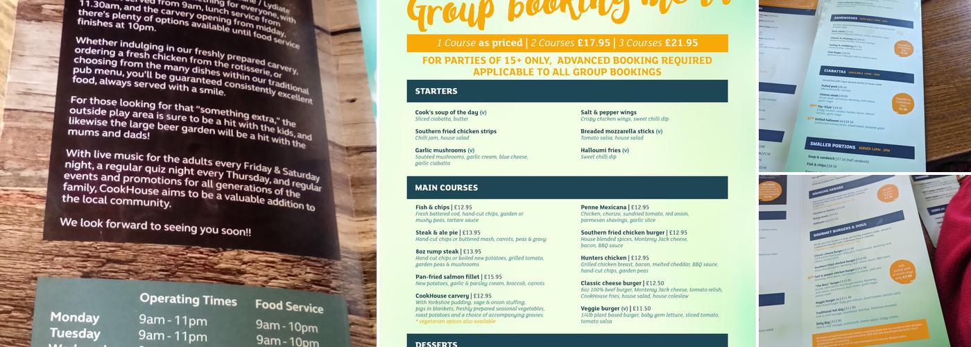 CookHouse Pub & Carvery Menu