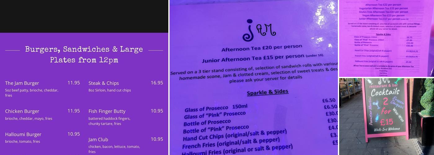 Jam Restaurant & Bar Menu