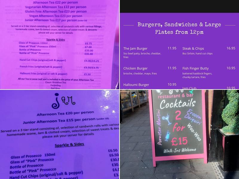 Jam Restaurant & Bar Menu