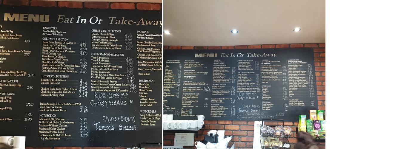 The Metro Cafe Bar Menu