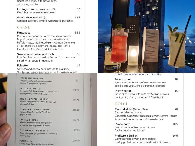 Gino D'Acampo Sky Bar 360 Menu