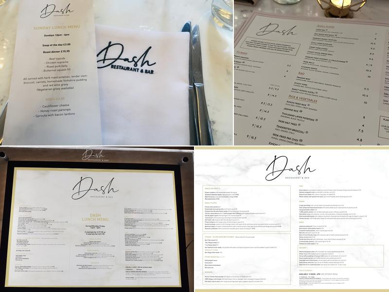Dash Restaurant & Bar Liverpool Menu