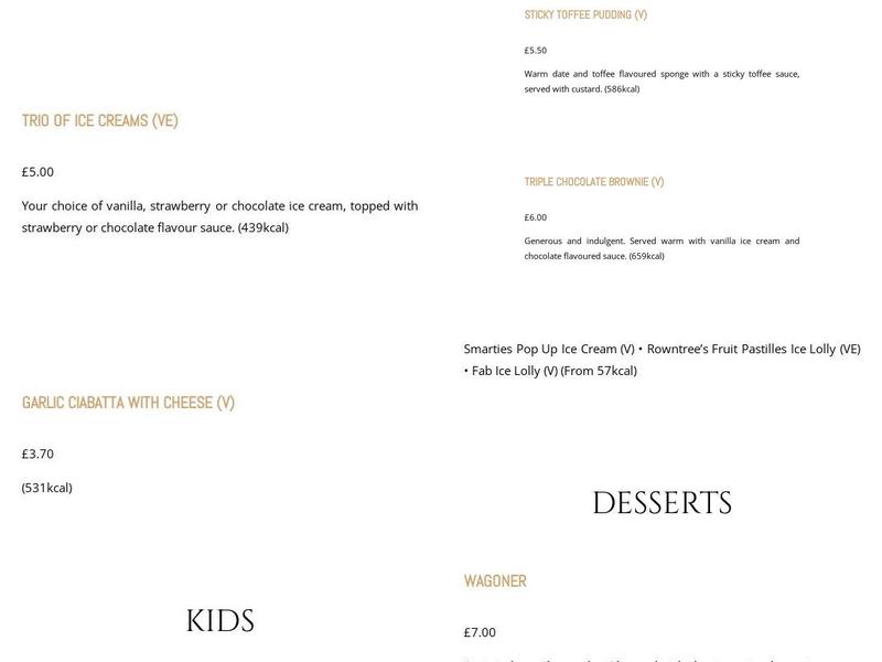 The Running Horses Menu