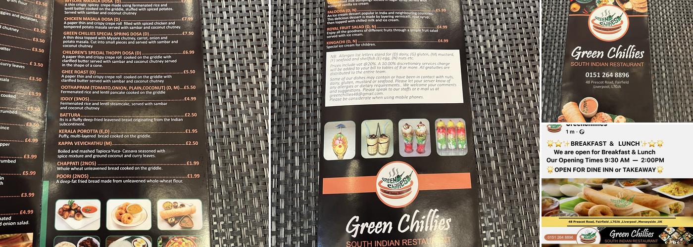 Green chillies Restaurant Menu