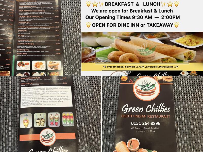 Green chillies Restaurant Menu