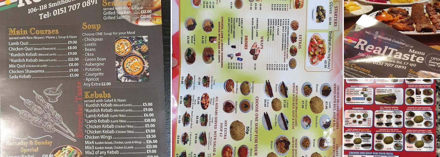 Real Taste Kurdish Restaurant Menu