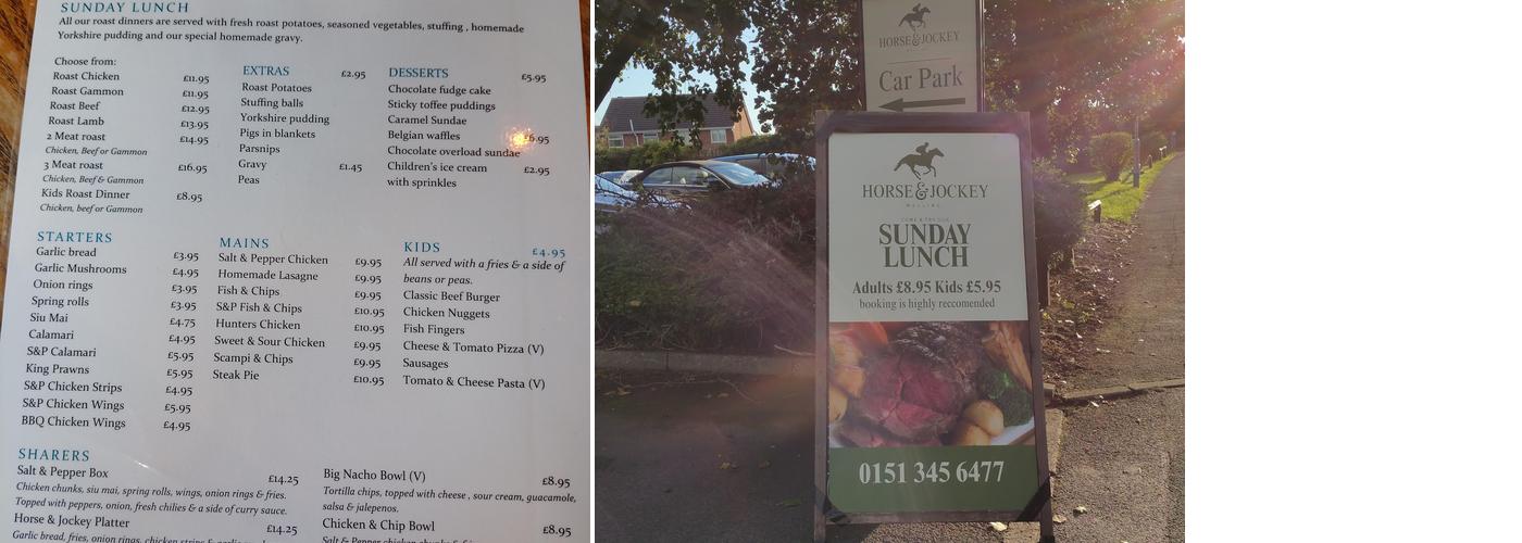 The Horse & Jockey Pub Melling Menu
