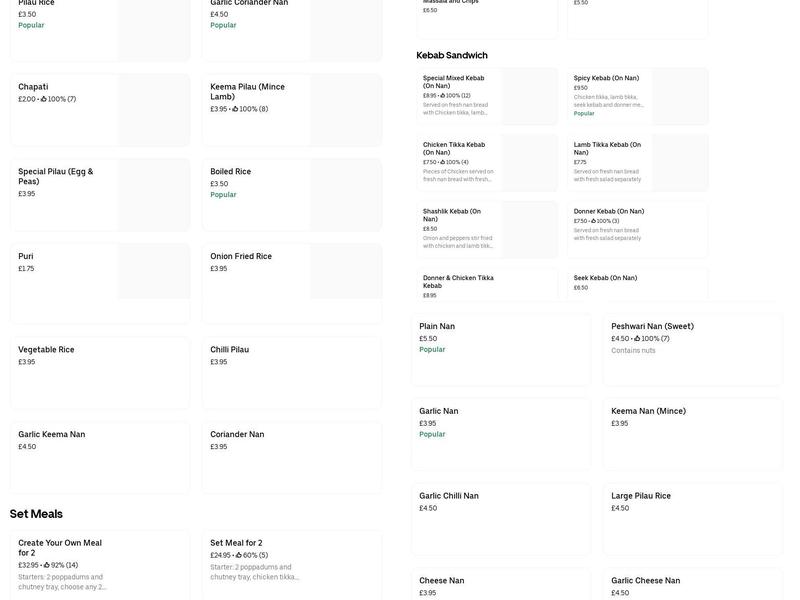 Spice Village Whiston Menu