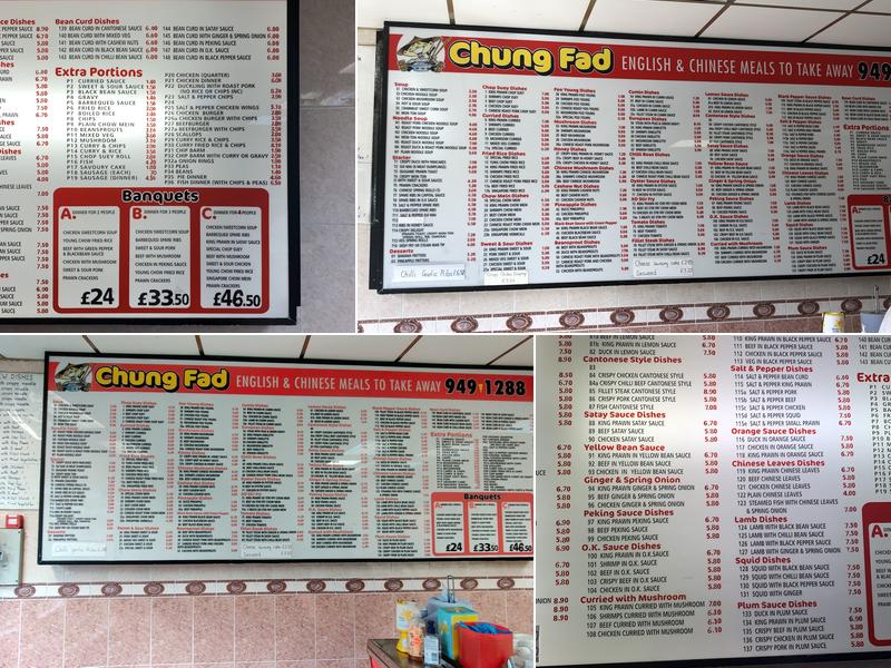 Chung Fad Menu