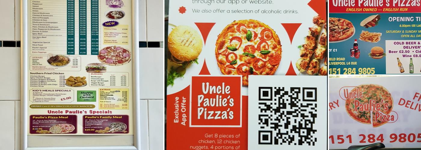 Uncle Paulies Pizza Menu