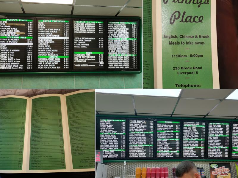 Panny's Place Menu