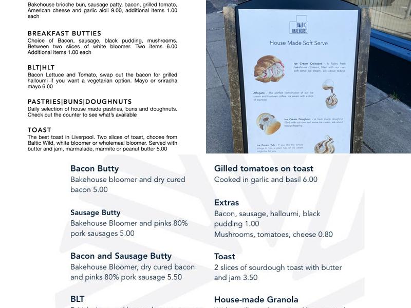 Baltic Bakehouse Allerton Menu