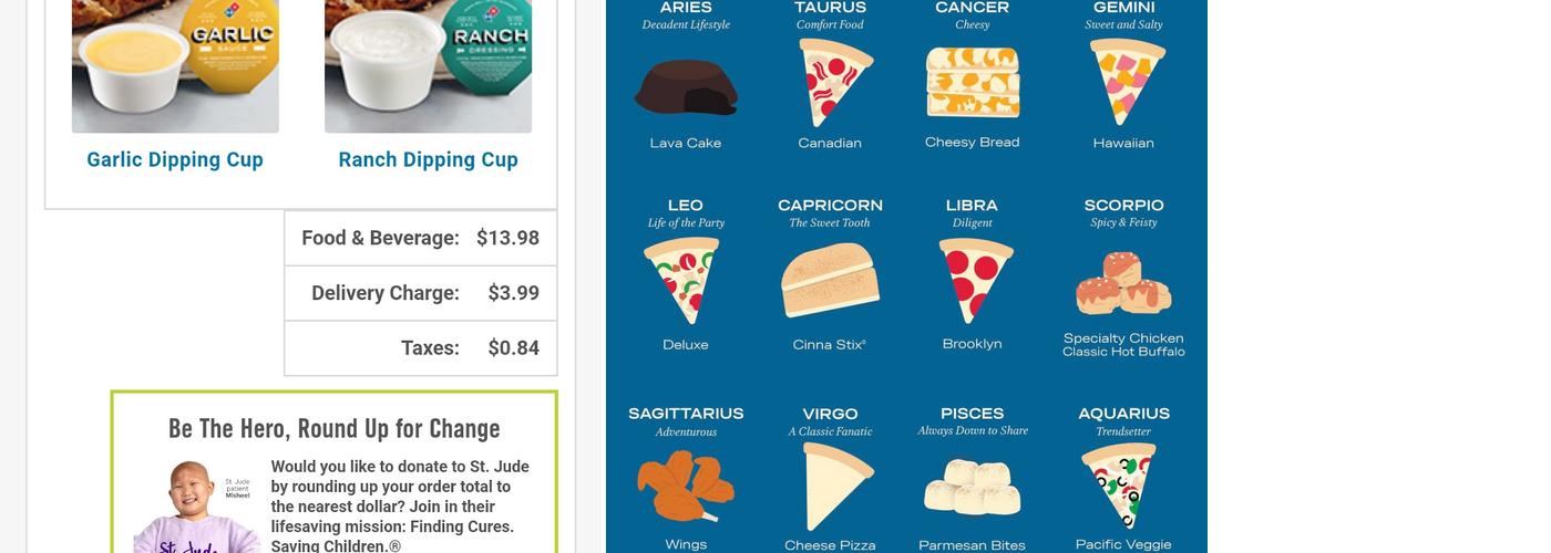 Domino's Pizza Menu
