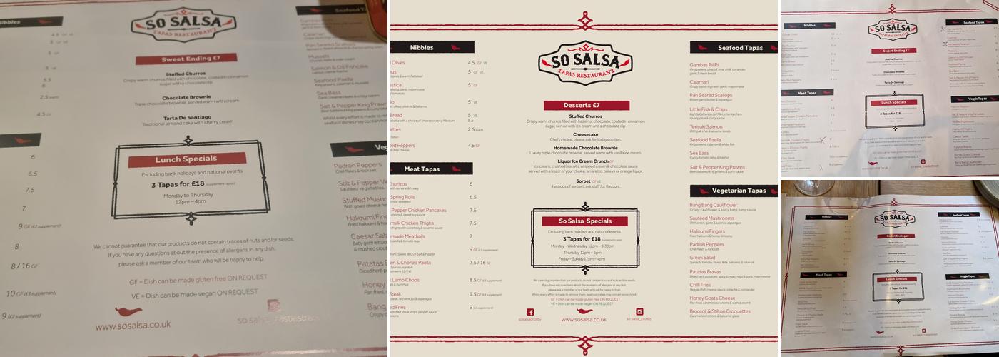 So Salsa Castle Street Menu
