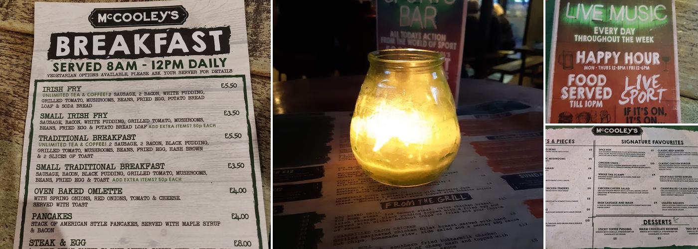 McCooley's Mathew Street Menu