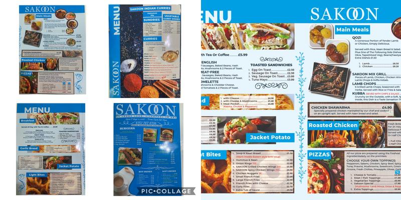 Sakoon Cafe Menu