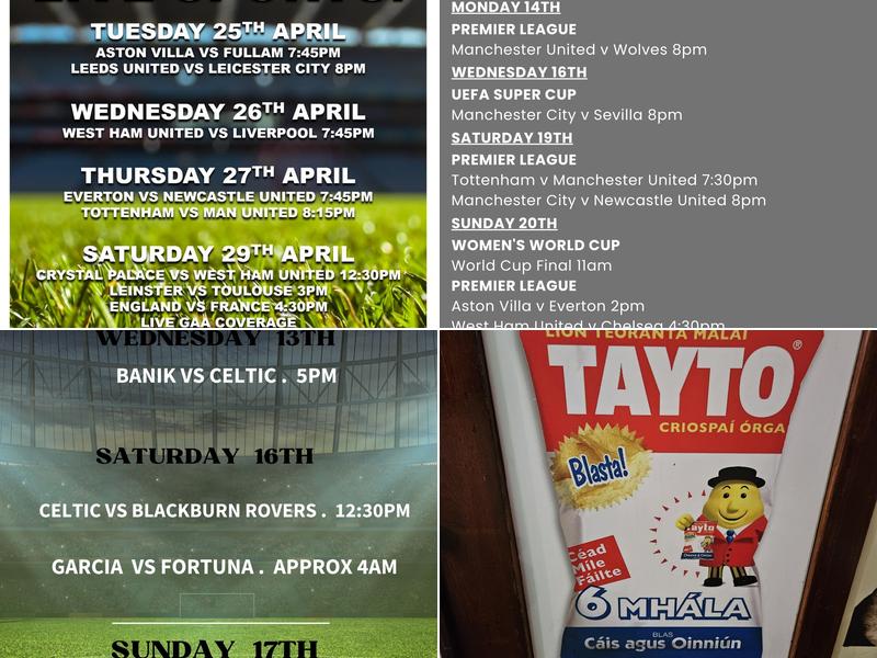 Fitzgerald's Irish Bar Menu