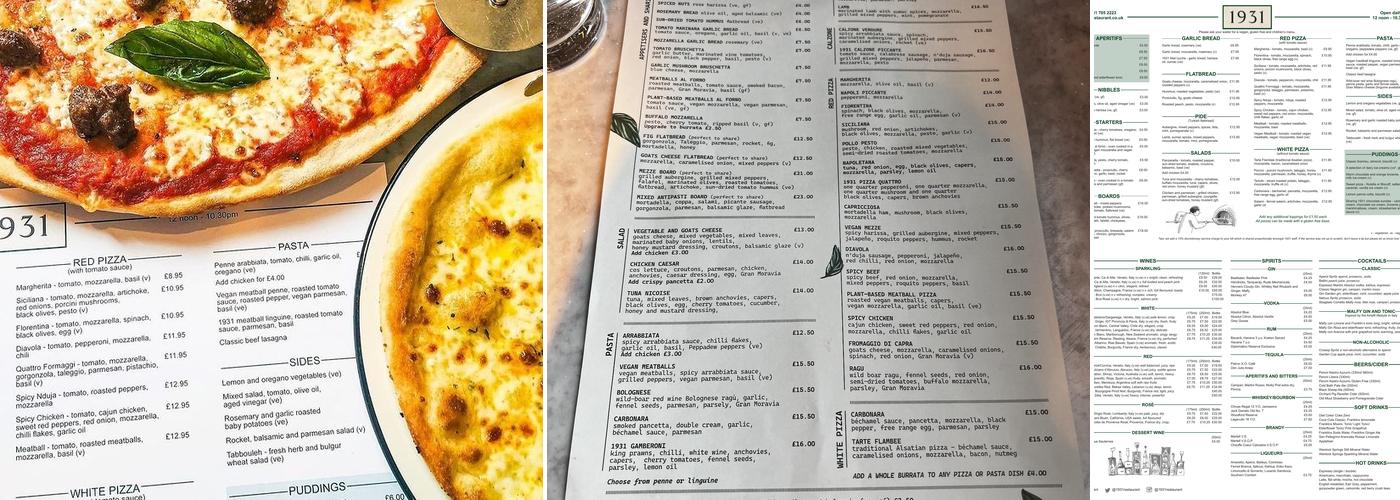 1931 Menu