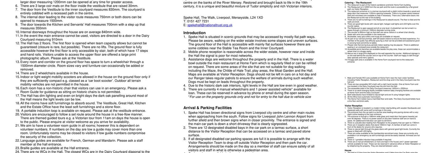 Speke Hall café Menu