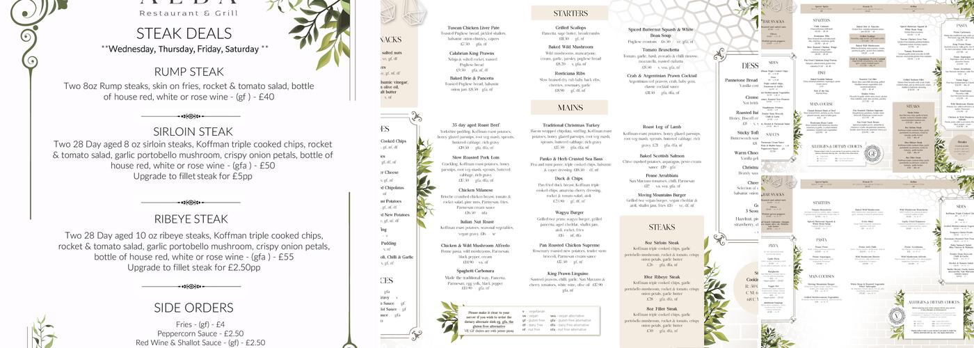 Alba Restaurant Melling Menu