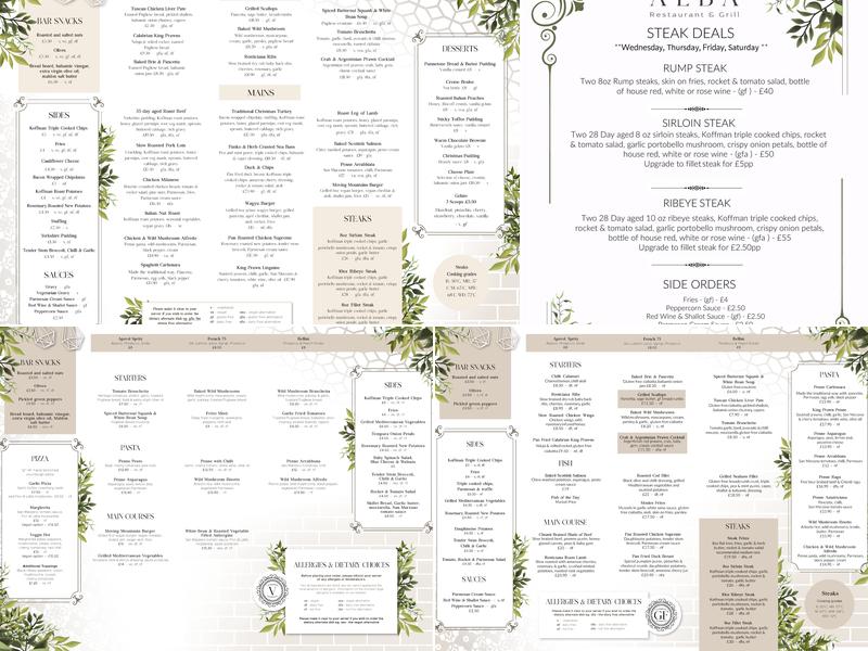 Alba Restaurant Melling Menu