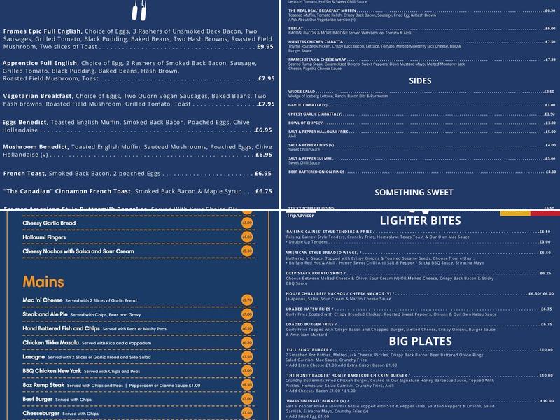 Frames Lounge Menu