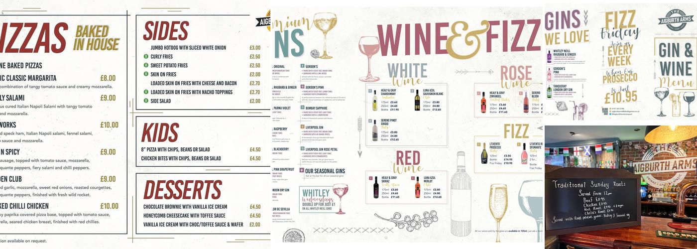 Aigburth Arms Menu