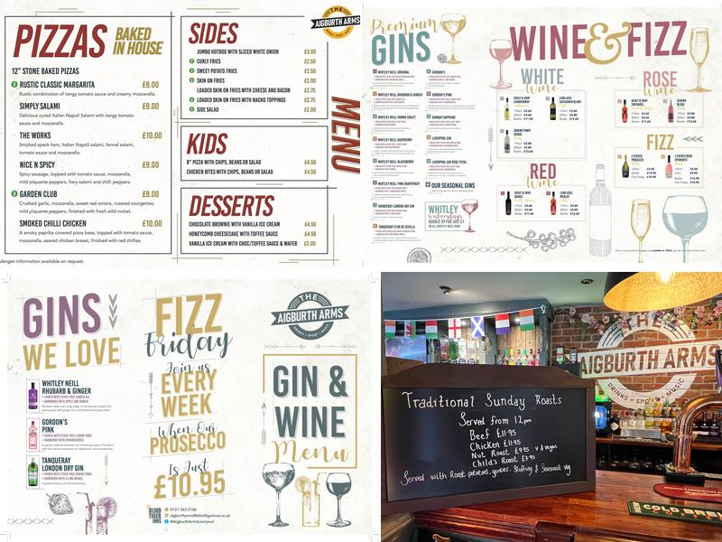 Aigburth Arms Menu