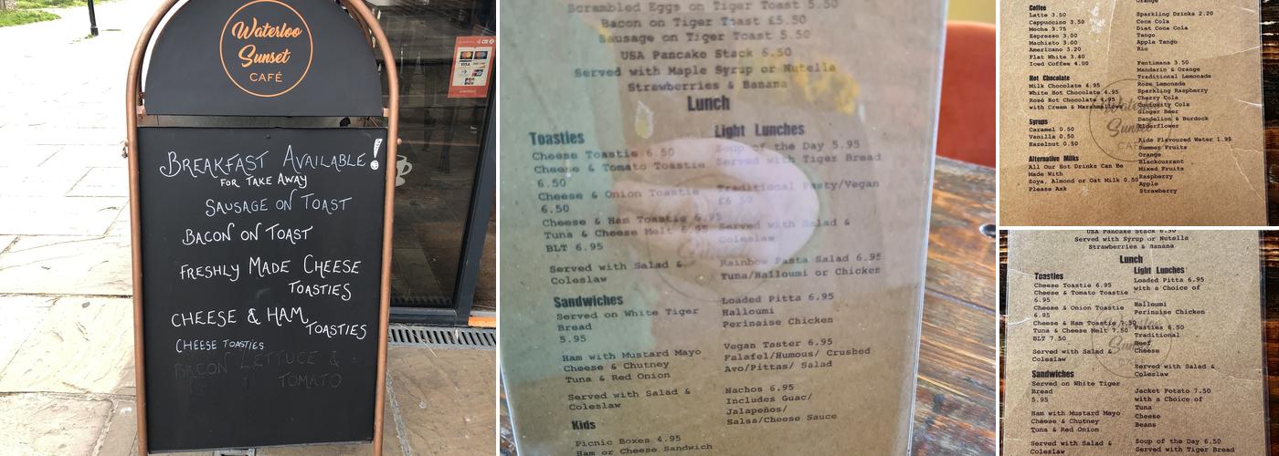 Waterloo Sunset Cafe Menu