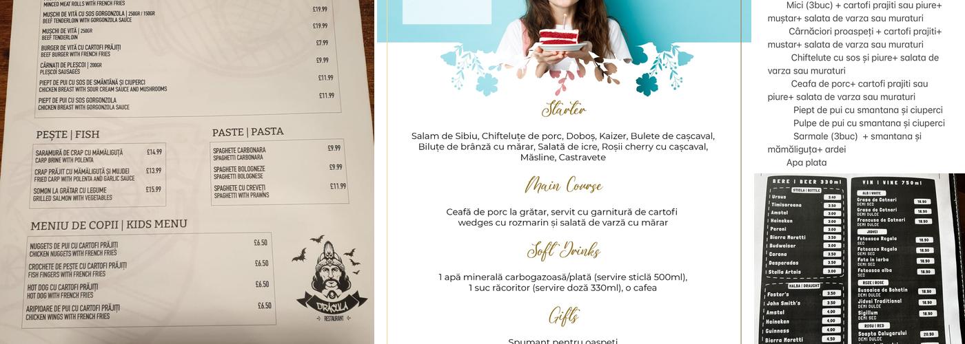 Dracula Liverpool Menu