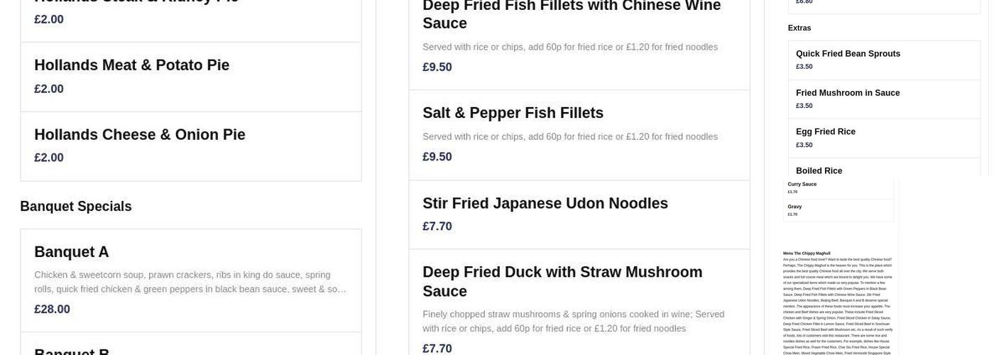 The Chippy Maghull Menu