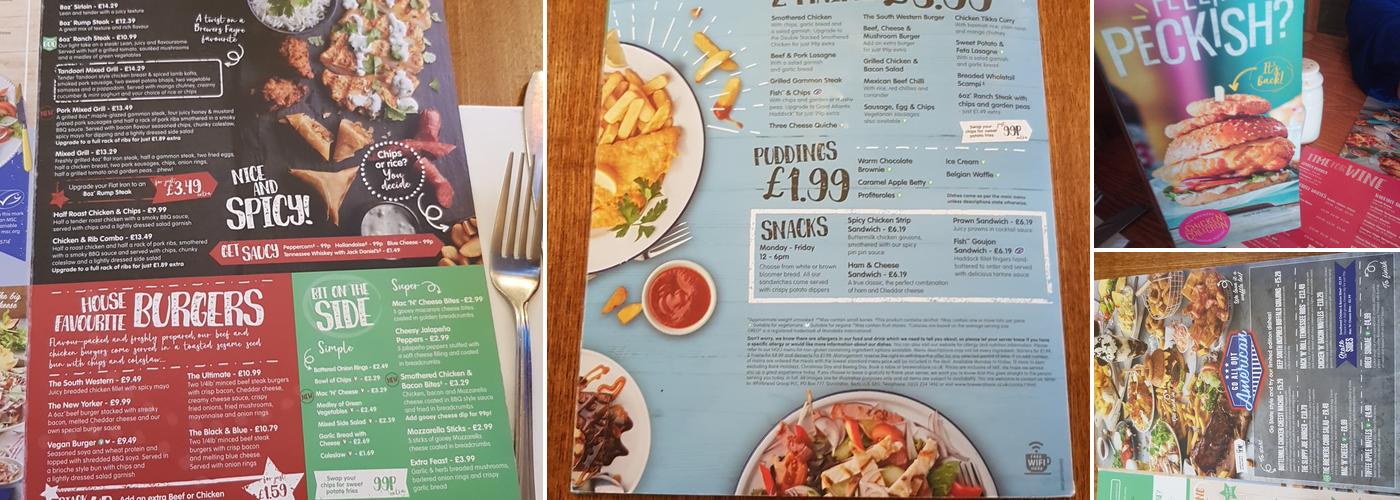 Aire & Calder Brewers Fayre Menu