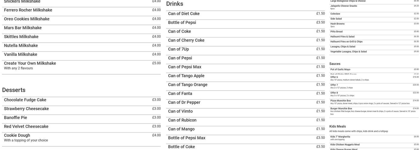 Elite Pizza Hot Menu