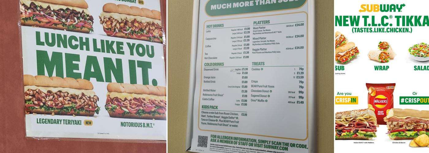 Subway Menu
